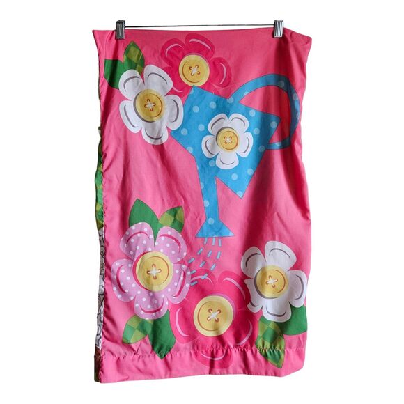 LALALOOPSY Standard Pillowcase Flowers Doll Watering Can Pink Green 29 x 19" - Picture 2 of 3